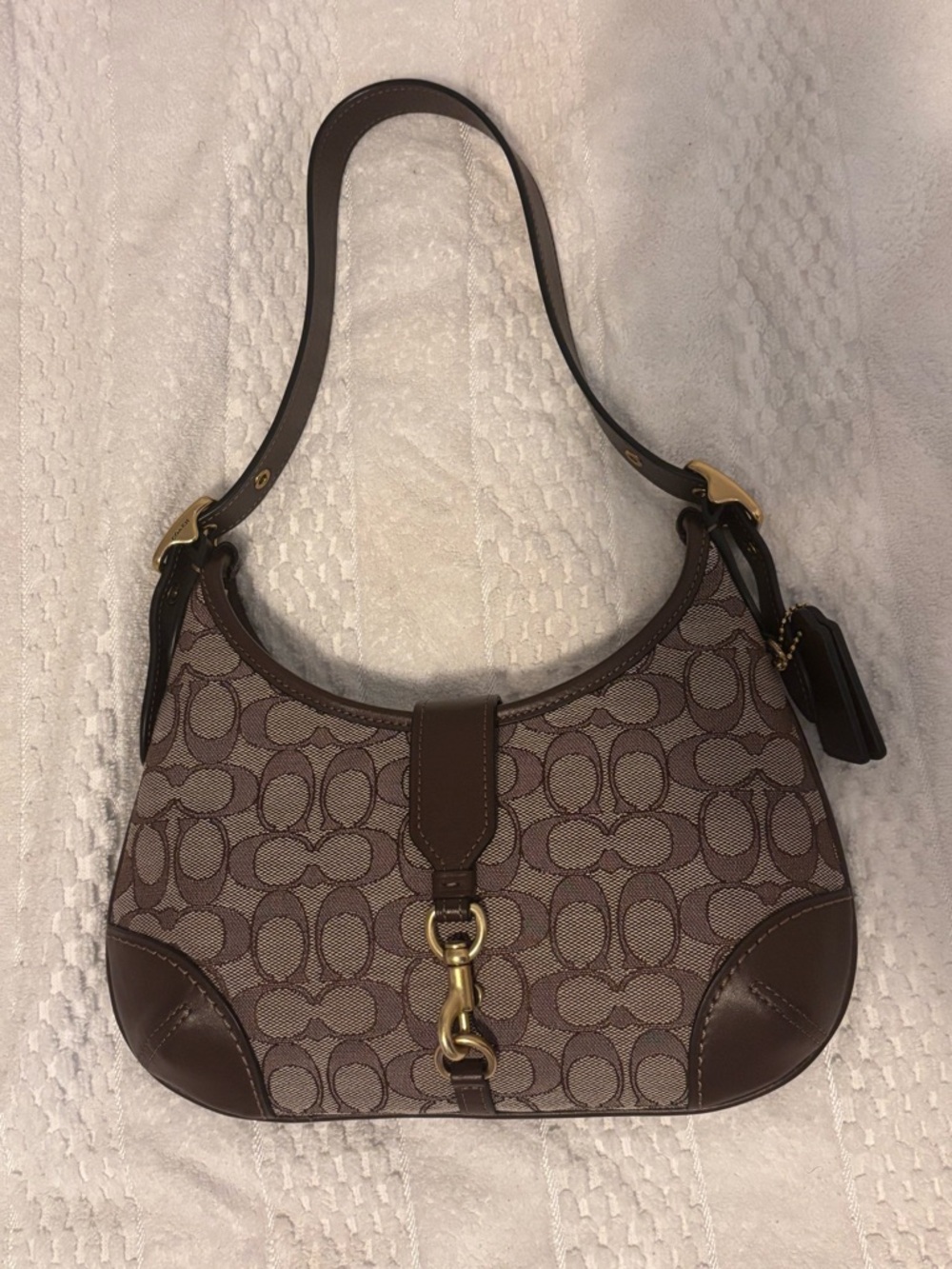 Coach Signature Jacquard Hamptons Hobo - Oak Maple